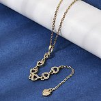 Brass Micro Pave Clear Cubic Zirconia Geometric Pendant Y Tassel Necklaces, Real 18K Gold Plated, Heart, 17.72 inch(45cm)(NJEW-P350-01D-G)