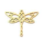 201 Stainless Steel Pendants, Hollow Dragonfly Charms, Laser Cut, Golden, 26.5x31x1.5mm, Hole: 1.4mm(SA-CBA9671-21G)