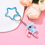 PVC Plastic Keychains, with Star Aluminum Alloy Key Clasps, Platinum, Koala, Candy Cane, Cerise, 140mm(KEYC-YW00197-03)
