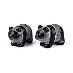 Natural Obsidian Panda Display Decorations, Figurine Home Decoration, Reiki Energy Stone for Healing, 26~27.5x49~50x31~33mm(G-T144-81B)
