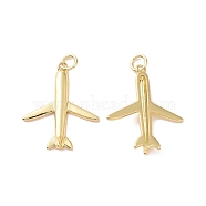 Rack Plating Brass Pendants, with Jump Ring, Cadmium Free & Lead Free, Long-Lasting Plated, Airplane, Real 18K Gold Plated, 24.5x20x2.5mm, Jump Ring: 5x1mm, Inner Diameter: 3mm(KK-C004-06G)
