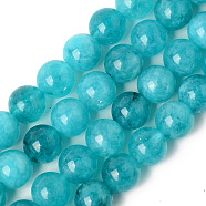 Natural Quartz Beads Strands, Dyed & Heated, Imitation Amazonite Color, Round, Dark Cyan, 8~8.5mm, Hole: 1.2mm, about 47pcs/Strand, 14.96 inch(38cm)(X-G-T129-03-8mm)