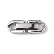 304 Stainless Steel Fold Over Clasps, Oval, Stainless Steel Color, 18x6.5x3mm, Hole: 2.5x2.5mm(STAS-G307-11A-P)