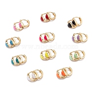 Brass Micro Pave Clear Cubic Zirconia Huggie Hoop Earrings, with Enamel, Heart, Real 18K Gold Plated, Mixed Color, 13x2~7mm, Pin: 0.7mm(EJEW-P187-A)