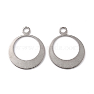 201 Stainless Steel Pendants, Round Ring, Stainless Steel Color, 26x21x1mm, Hole: 2.8mm(STAS-K217-49B)