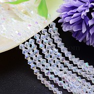 Faceted Imitation Austrian Crystal Bead Strands, Grade AAA, Bicone, Clear AB, 10x10mm, Hole: 0.9~1mm, about 40pcs/strand, 15.7 inch(G-M180-10mm-02A)
