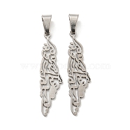 304 Stainless Steel Pendants, Laser Cut, Cloud Charm, Stainless Steel Color, 35x9x1mm, Hole: 5.5x3mm(STAS-H184-10P)