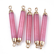 Electroplate Natural white Jade Gemstones Links connectors, with Iron Findings, Dyed, Column, Golden, 44~45x5mm, Hole: 1.8mm(G-S344-73D)