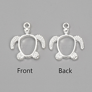 Alloy Open Back Bezel Pendants, For DIY UV Resin, Epoxy Resin, Pressed Flower Jewelry, Turtle, Silver Color Plated, 21.5x18.5x2.5mm, Hole: 2mm(X-PALLOY-R098-62S)