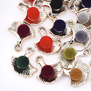 UV Plating Acrylic Pendants, Flocky, Shell, Light Gold, Mixed Color, 23x20x10mm, Hole: 3mm(FIND-T046-45)