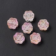 Electroplated Glass Beads, Sunflower, for Jewelry Making, Pearl Pink, 12.5x11.5x6mm, Hole: 1mm(GLAA-G090-01A)
