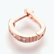 Brass Micro Pave Cubic Zirconia Hoop Earrings, Clear, Rose Gold, 14~15x13x2.5~3mm, Pin: 1mm(EJEW-F180-01RG)