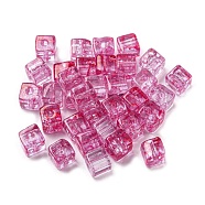 500Pcs Transparent Crackle Glass Beads, Cube, Camellia, 6.5x6.5x6mm, Hole: 1.8mm(EGLA-NH0001-01B)