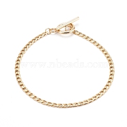 304 Stainless Steel Curb Chain Bracelets, with Toggle Clasps, Golden, 7-3/4 inch(19.7cm), 3mm(BJEW-JB06054-01)