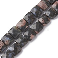Natural Llanite Beads Strands, Faceted Square, 10x10x5mm, Hole: 1.2mm, about 20pcs/strand, 7.95''(20.2cm)(G-K359-B20-01)