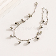 Casual Brass Bell Charm Bracelets for Women, Platinum, 8-1/2 inch(21.5cm)(KZ9696)