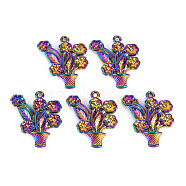 Rainbow Color Alloy Pendants, Cadmium Free & Nickel Free & Lead Free, Flower, 27.5x25x2mm, Hole: 1.8mm(PALLOY-S180-253-NR)