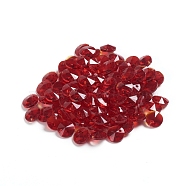 Glass Charms, Faceted, Cone, Red, 8x4mm, Hole: 1~1.2mm(X-RGLA-L026-A16)