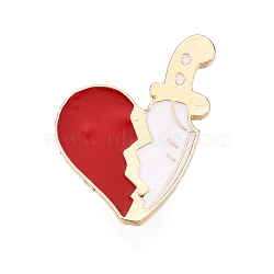 Heart Enamel Pins, Alloy Brooches for Backpack Clothes, Red, 30.5x23mm(JEWB-N001-23D-G)