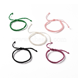Waxed Polyester Braided Cord Bracelet, Adjustable Bracelet for Women, Mixed Color, Inner Diameter: 1-3/4~3-1/4 inch(4.5~8.4cm)(BJEW-B065-02)