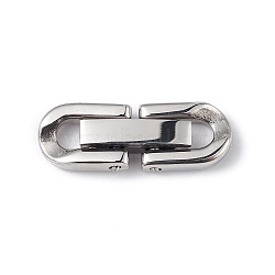 Non-Tarnish 304 Stainless Steel Fold Over Clasps, Oval, Stainless Steel Color, 18x6.5x3mm, Hole: 2.5x2.5mm(STAS-G307-11A-P)