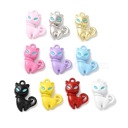 Alloy with Spary Painted Pendants, Lead Free & Nickel Free & Cadmium Free, Cat Shape, Mixed Color, 18x13x5mm, Hole: 1.5mm(FIND-I039-005)