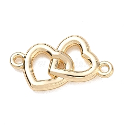 Hollow Alloy Connector Charms, Interlocking Heart Links, Golden, 25x16x3.5mm, Hole: 1.6mm(AL-CBA7C55-09G)