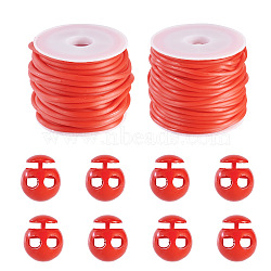 DIY Jewelry Making Kits, including Hollow Pipe PVC Tubular Synthetic Rubber Cord, Plastic Cord Locks & Spool, Fuchsia(DIY-TA0012-83C)