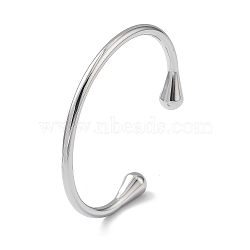 304 Stainless Steel Cuff Bangles for Women, Stainless Steel Color, Inner Diameter: 2-3/8 inch(6.1cm)(BJEW-Z078-12P)