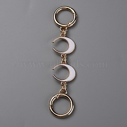 Alloy Enamel Crescent Moon Link Purse Strap Extenders, with Alloy Spring Gate Ring, for Underarm Bag Replacement Accessories, White, 12.5cm(FIND-WH0111-280B)