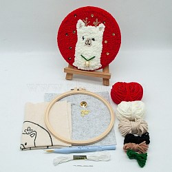 Punch Embroidery Starter Kit, Including Plastic Embroidery Hoop, Alloy Needle, Punch Needle Pen, Cloth, Felt, Threader, Water Removal Pen and 7 Colors Threads, Llama, Christmas Themed Pattern, 8~290x1.5~275x1~14.5mm(DIY-E039-06)