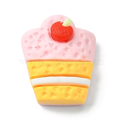 Opaque Resin Imitation Food Decoden Cabochons, Pink, Cake, Food, 23x18x9mm(RESI-R436-05A)