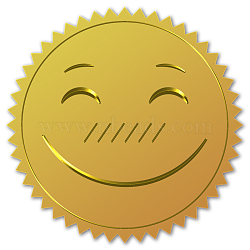 Self Adhesive Gold Foil Embossed Stickers, Medal Decoration Sticker, Smiling Face Pattern, 5x5cm(DIY-WH0211-076)
