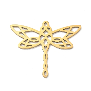 201 Stainless Steel Pendants, Hollow Dragonfly Charms, Laser Cut, Golden, 26.5x31x1.5mm, Hole: 1.4mm