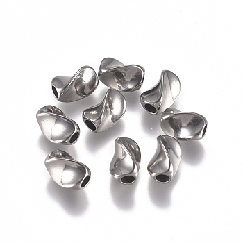 304 Stainless Steel Beads, Twist, Stainless Steel Color, 7x4.5mm, Hole: 2mm