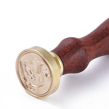 DIY Scrapbook, Brass Wax Seal Stamp and Wood Handle Sets, Duck, Golden, 8.9x2.5cm, Stamps: 25x14.5mm