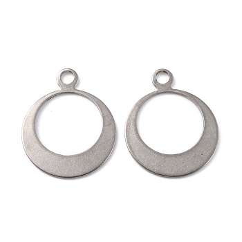 201 Stainless Steel Pendants, Round Ring, Stainless Steel Color, 26x21x1mm, Hole: 2.8mm