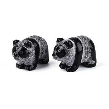 Natural Obsidian Panda Display Decorations, Figurine Home Decoration, Reiki Energy Stone for Healing, 26~27.5x49~50x31~33mm