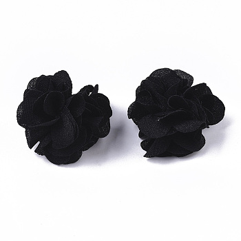 Polyester Fabric Flowers, for DIY Headbands Flower Accessories Wedding Hair Accessories for Girls Women, Black, 34mm