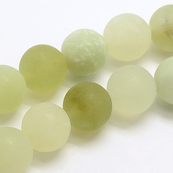 Natural New Jade Stone Frosted Round Bead Strands, 8mm, Hole: 1mm, about 47pcs/strand, 15.0 inch