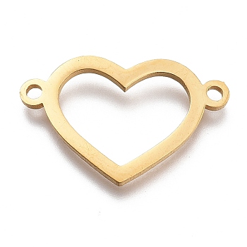 304 Stainless Steel Links Connectors, for Jewerlry Making, Laser Cut, Heart, Golden, 13x20.5x1mm, Hole: 1.5mm