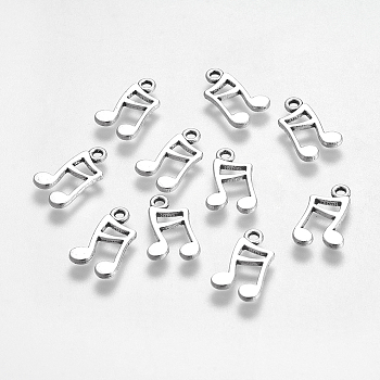 Tibetan Style Pendants, Lead Free, Musical Note, Antique Silver, 16x11x1mm, Hole: 1.5mm