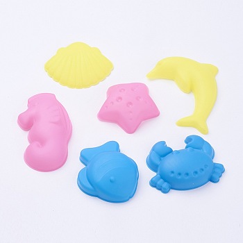 DIY Children Toys Sets, Clay Mold Tool Kits, Plasticine Educational Funny Toy, Frosted, Mixed Color, 60~102x57~78x12~23mm, 6pcs/set
