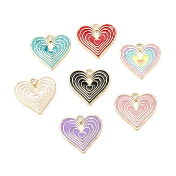Eco-Friendly Brass Enamel Pendants, Real 18K Gold Plated, Long-Lasting, Heart, Mixed Color, 19x19.5x1.5mm, Hole: 2mm