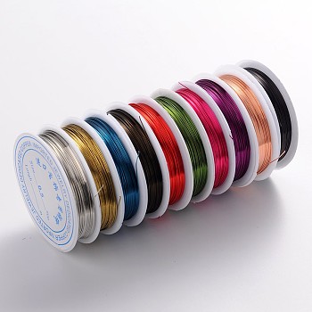 Round Copper Jewelry Wire, Lead Free & Cadmium Free & Nickel Free, Mixed Color, 24 Gauge, 0.5mm, about 29.52 Feet(9m)/roll
