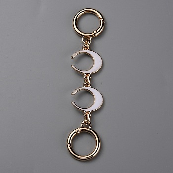 Alloy Enamel Crescent Moon Link Purse Strap Extenders, with Alloy Spring Gate Ring, for Underarm Bag Replacement Accessories, White, 12.5cm