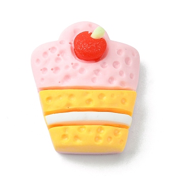 Opaque Resin Imitation Food Decoden Cabochons, Pink, Cake, Food, 23x18x9mm