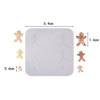 Imitation Food Christmas Cabochon DIY Food Grade Silicone Molds, Resin Casting Molds, for UV Resin, Epoxy Resin Craft Making, Gingerbread Man, 54x54mm