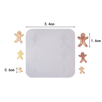 Imitation Food Christmas Cabochon DIY Food Grade Silhouette Silicone Statue Mold, Portrait Sculpture Resin Casting Molds, for UV Resin, Epoxy Resin Craft Making, Gingerbread Man, 54x54mm