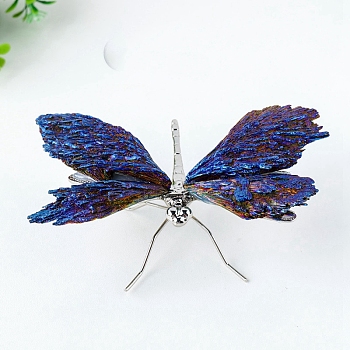 Natural Tourmaline Display Decorations, for Home Decoration, Dragonfly, Platinum, 120mm